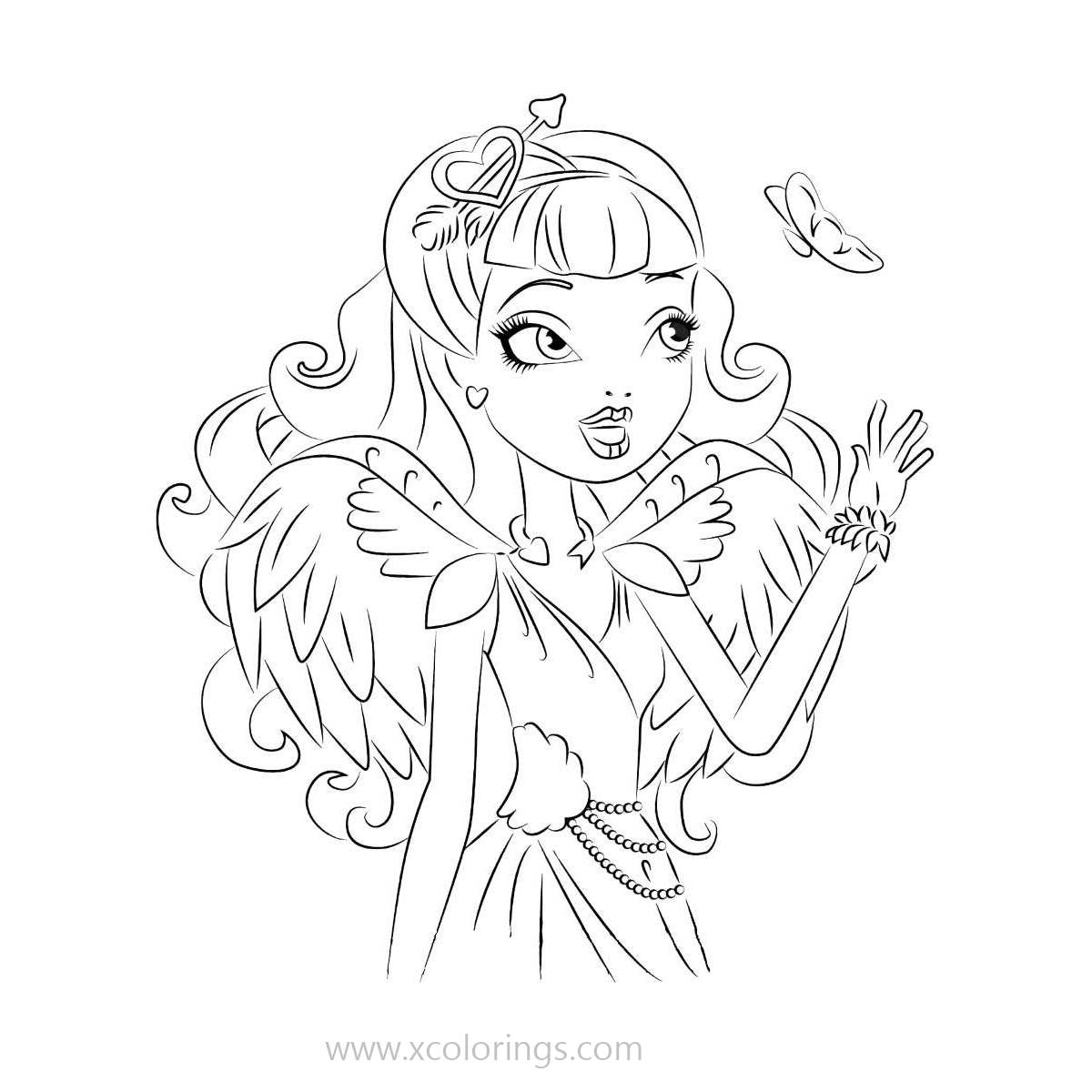 Free Ever After High Girl with Butterfly Coloring Pages printable