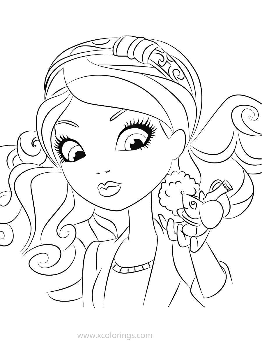 Free Ever After High Girl with Her Pet Coloring Pages printable