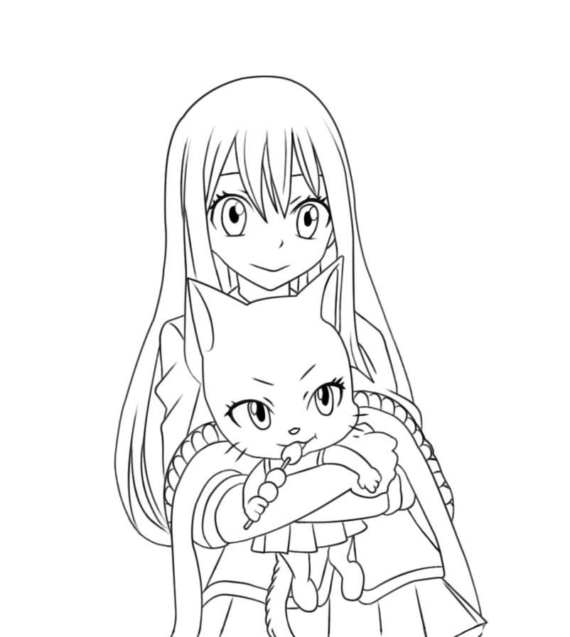 Free Fairy Tail Coloring Page Wendy and Friend Charle printable