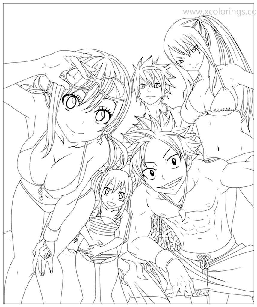 Free Fairy Tail Coloring Pages Bikini Girls printable