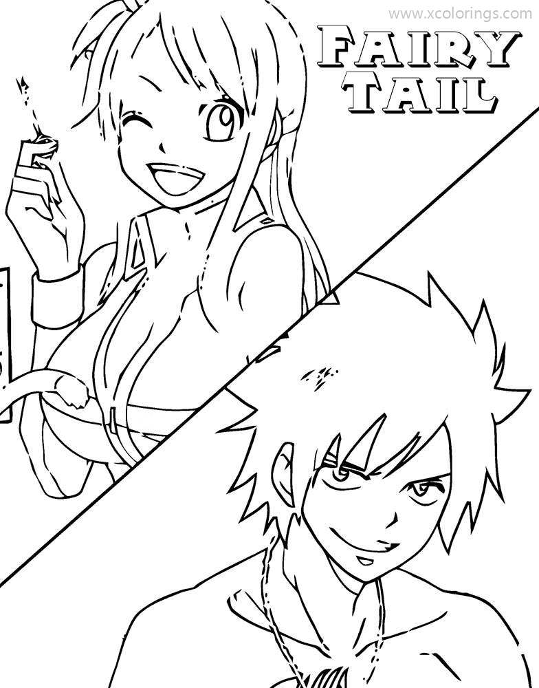 Free Fairy Tail Coloring Pages Boy and Girl printable