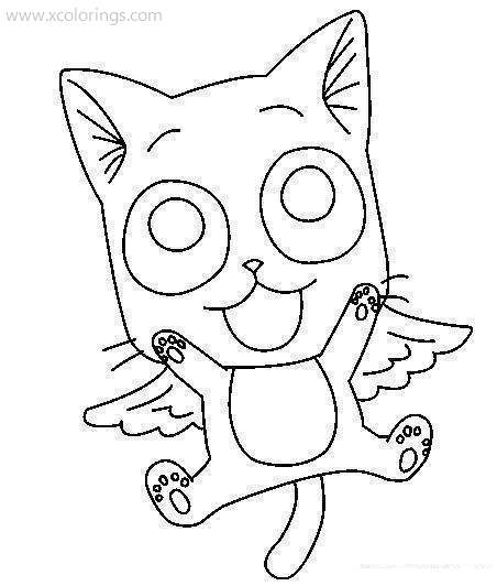 Free Fairy Tail Coloring Pages Cat with Wings printable