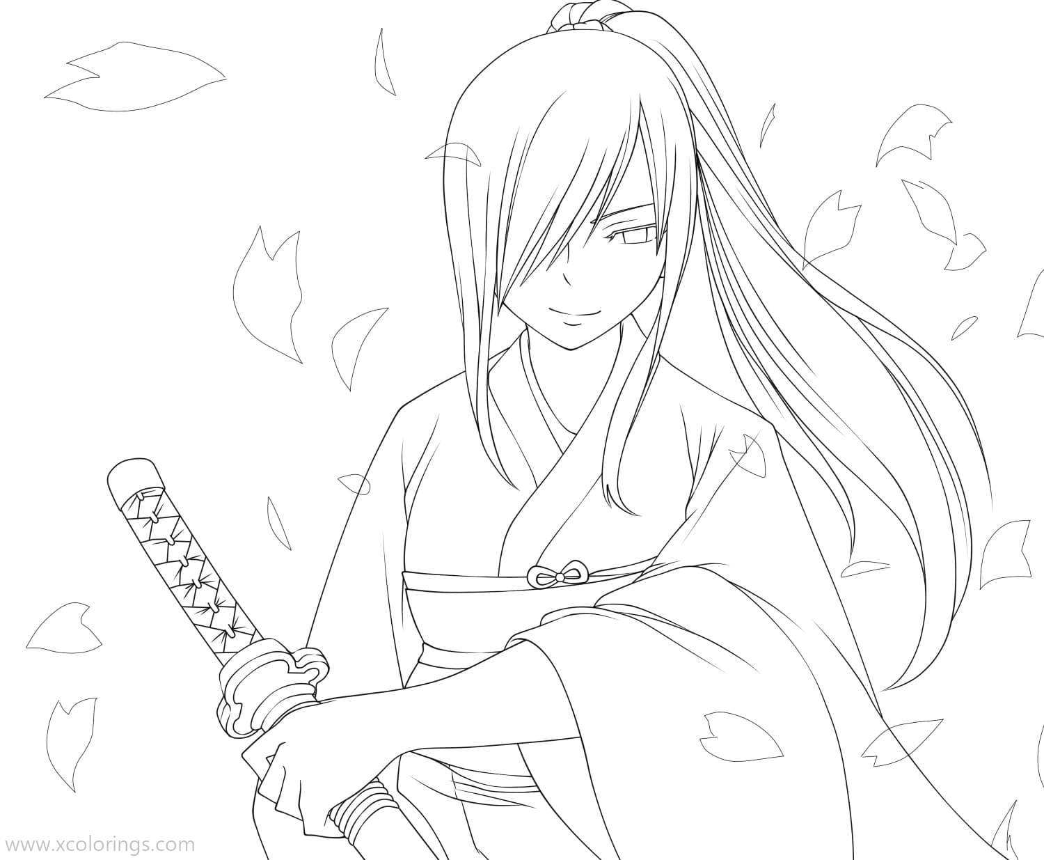 Free Fairy Tail Coloring Pages Erza Scarlet printable