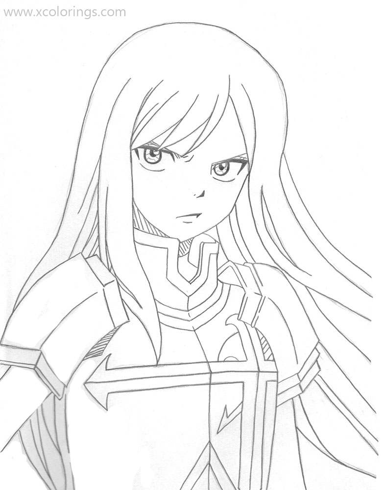 Free Fairy Tail Coloring Pages Erza Scarlett is Angry printable