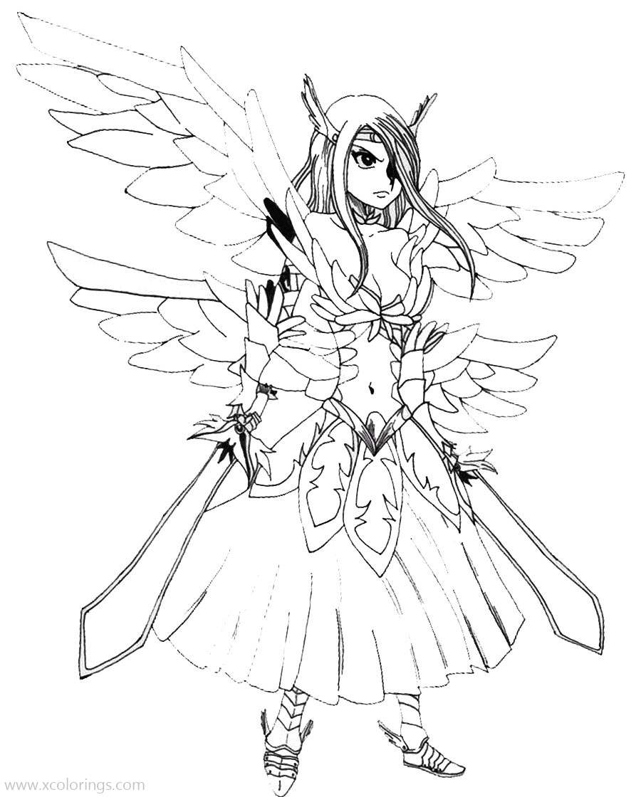 Free Fairy Tail Coloring Pages Girl with Wings printable