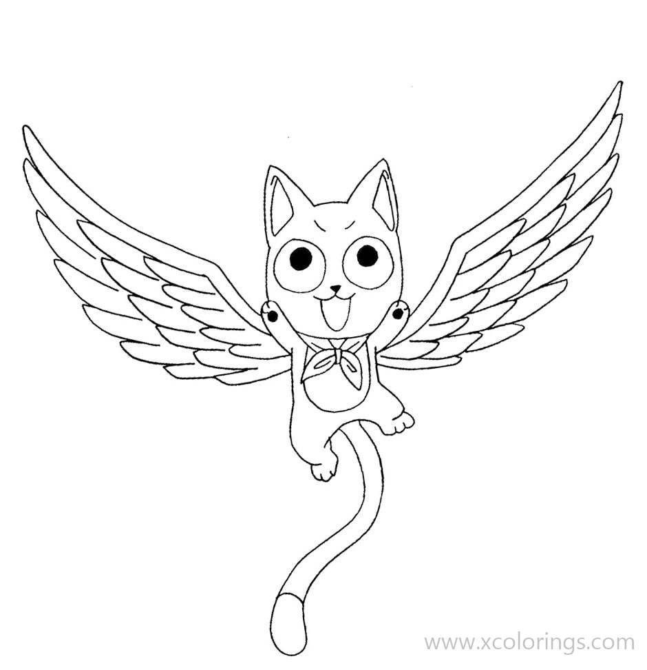 Free Fairy Tail Coloring Pages Happy is Flying printable