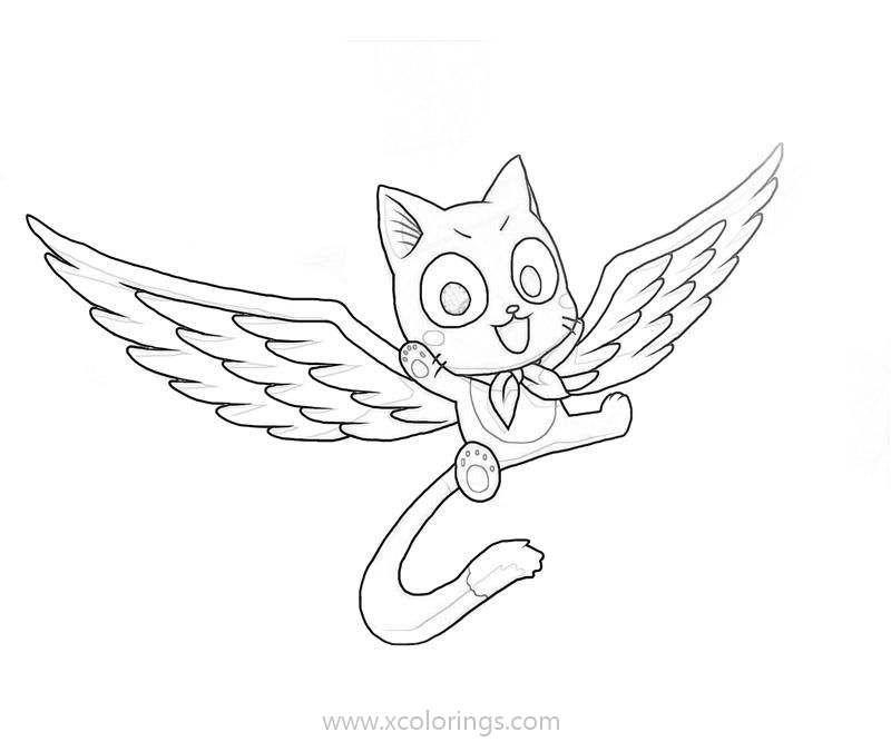 Free Fairy Tail Coloring Pages Happy is Member of Team Natsu printable