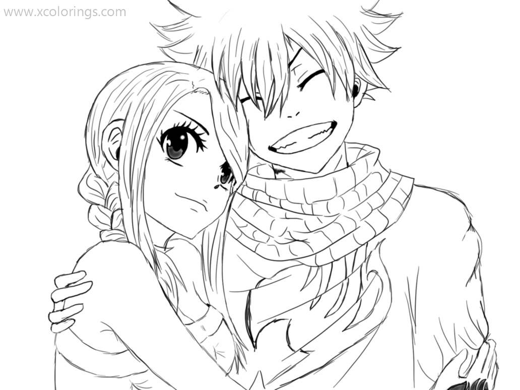 Free Fairy Tail Coloring Pages Lucy and Natsu Coloring Pages printable