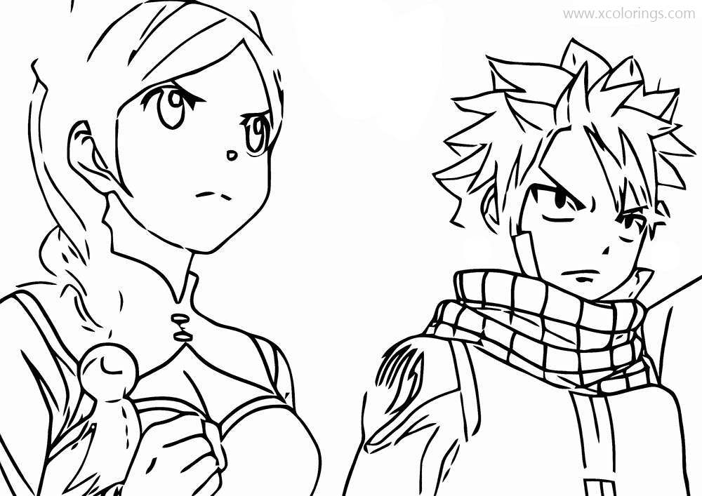 Free Fairy Tail Coloring Pages Natsu and Beth printable
