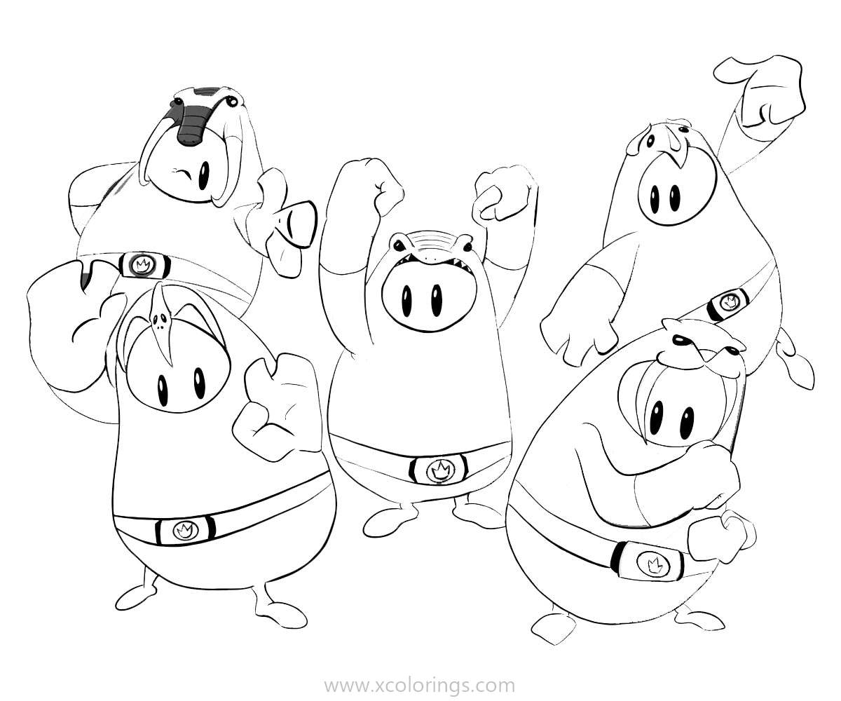 Free Fall Guys Characters Coloring Pages printable