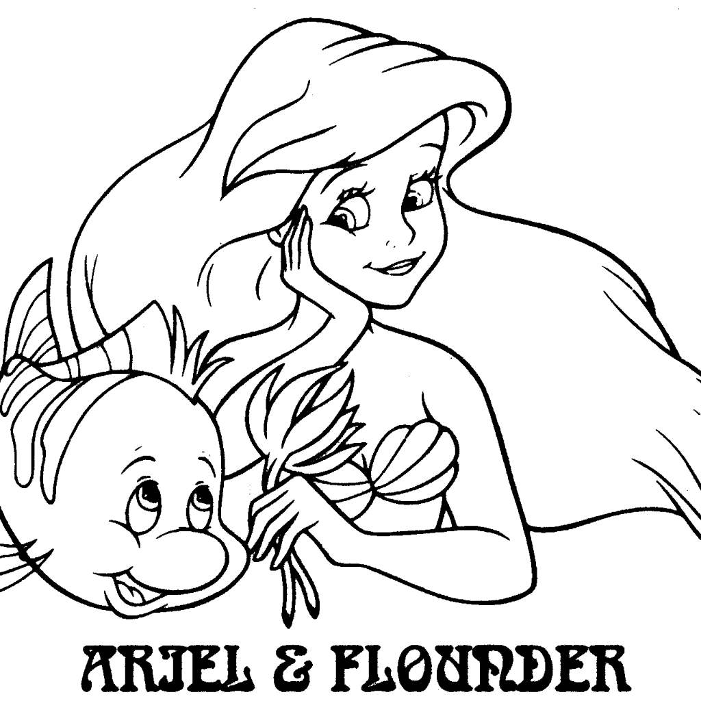 Free Fish Flounder is Friend of Little Mermaid Coloring Pages printable