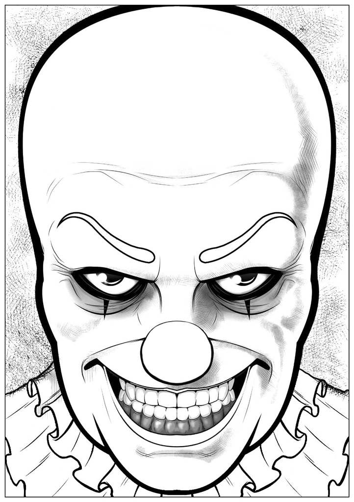 Free Halloween Pennywise Face Coloring Pages printable