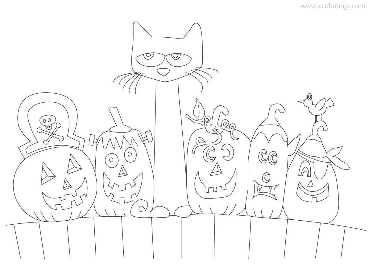 Free Halloween Pete The Cat Coloring Pages printable