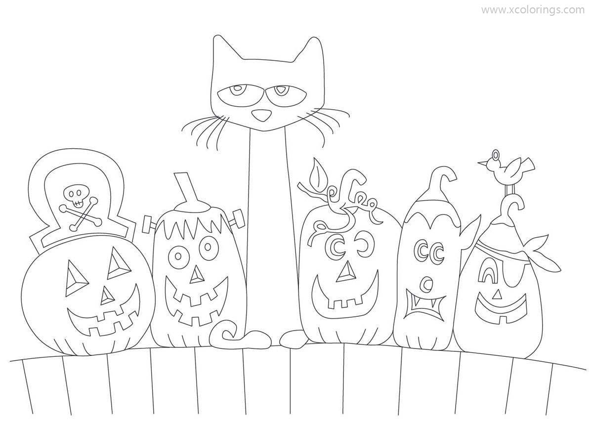 Halloween Pete The Cat Coloring Pages - XColorings.com