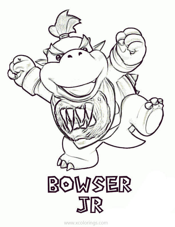 Free Happy Bowser Jr Coloring Pages printable