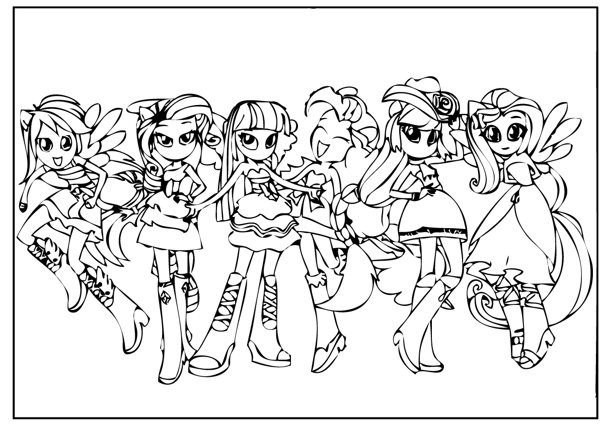Free Happy Equestria Girl Coloring Pages printable