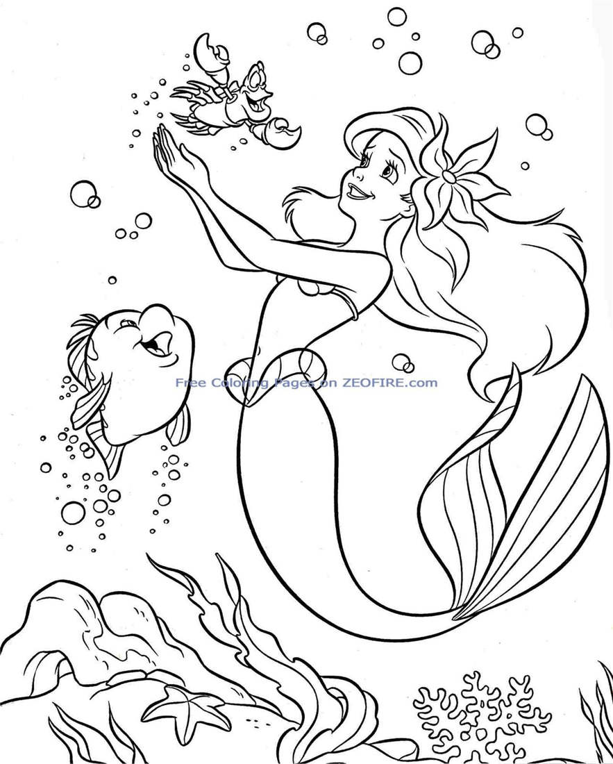 Free Hapy Little Mermaid Coloring Pages printable