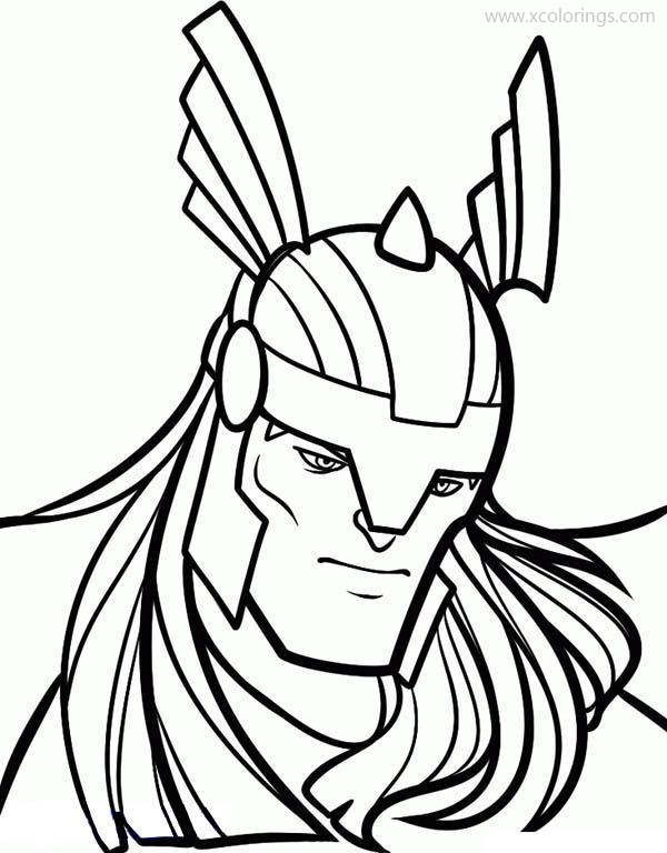 Free Head of Thor Coloring Page printable