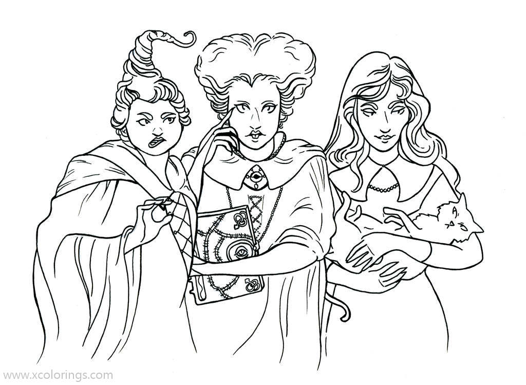 Hocus Pocus Coloring Pages Line by ghoulsandgals