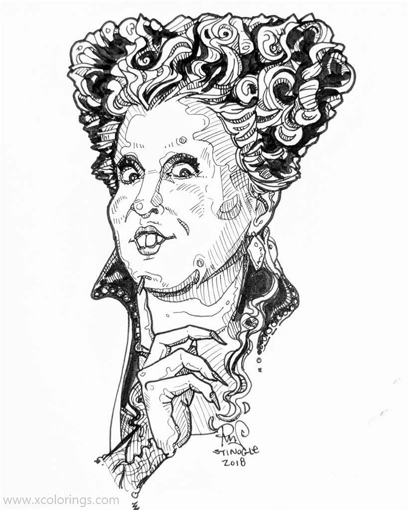 Hocus Pocus Coloring Pages Winifred Sanderson - XColorings.com