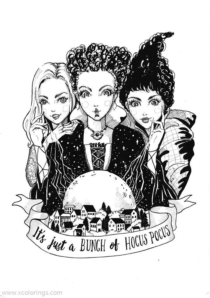 Free Hocus Pocus Coloring Pages Yound Sanderson Sisters printable