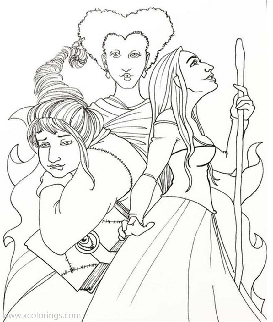 Hocus Pocus Witches Coloring Page by Tray7