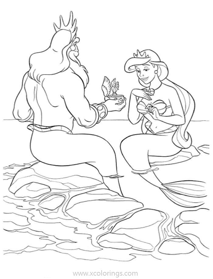 Free King and Queen of Ariel Coloring Pages printable