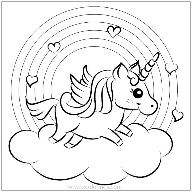 Lisa Frank Animals Coloring Pages Unicorn and Rainbow - XColorings.com