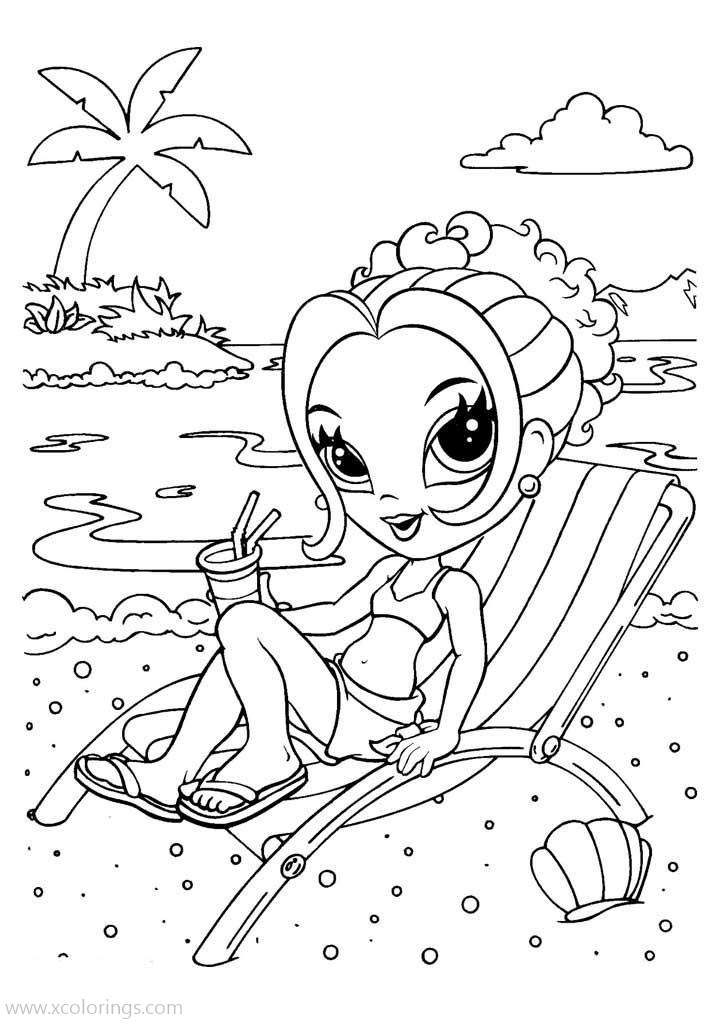 Free Lisa Frank At the Beach Coloring Pages printable