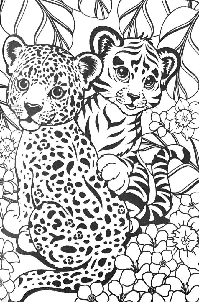 Free Lisa Frank Coloring Page Leopard and Tiger printable