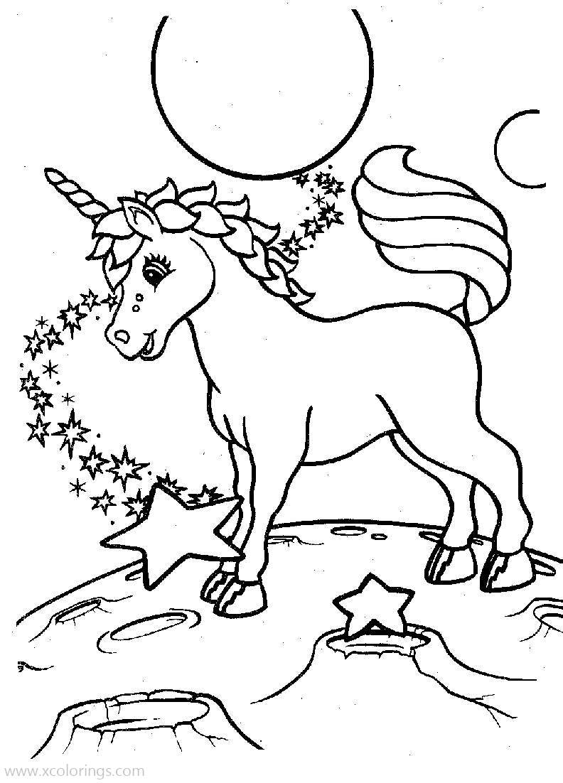 Free Lisa Frank Coloring Page Unicorn On the Moon printable