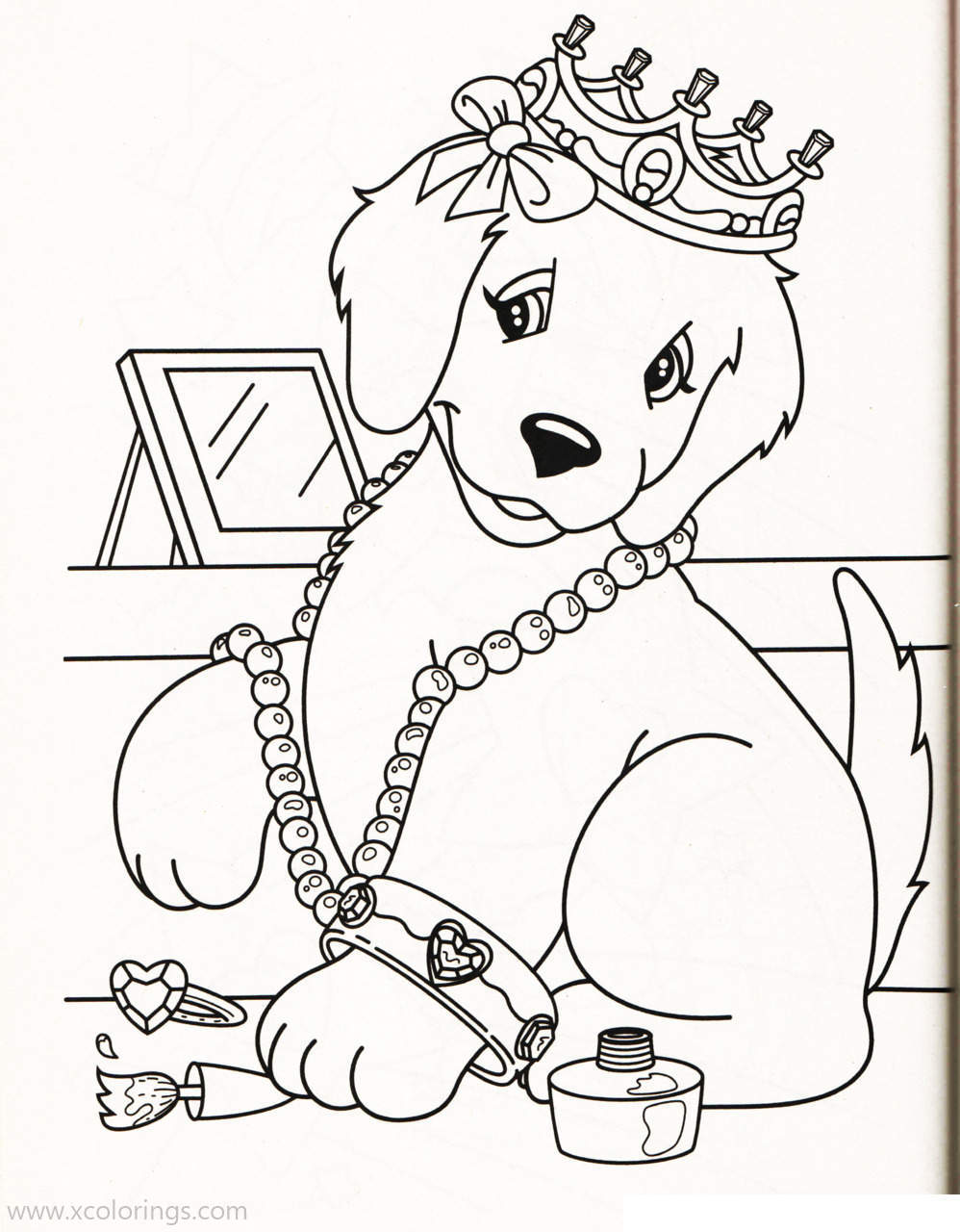Free Lisa Frank Coloring Pages Casey with Crown printable