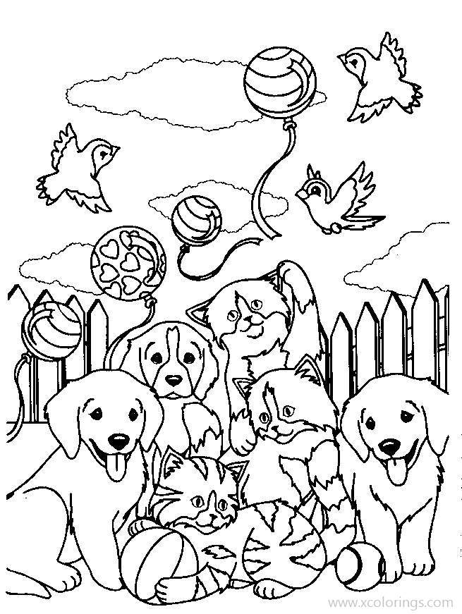 Free Lisa Frank Coloring Pages Dogs and Kitties printable