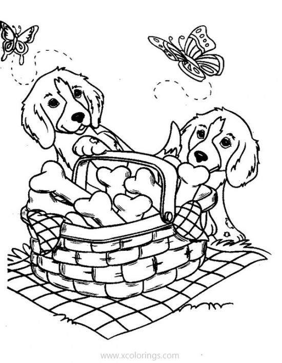 Free Lisa Frank Coloring Pages Dogs with Bones printable
