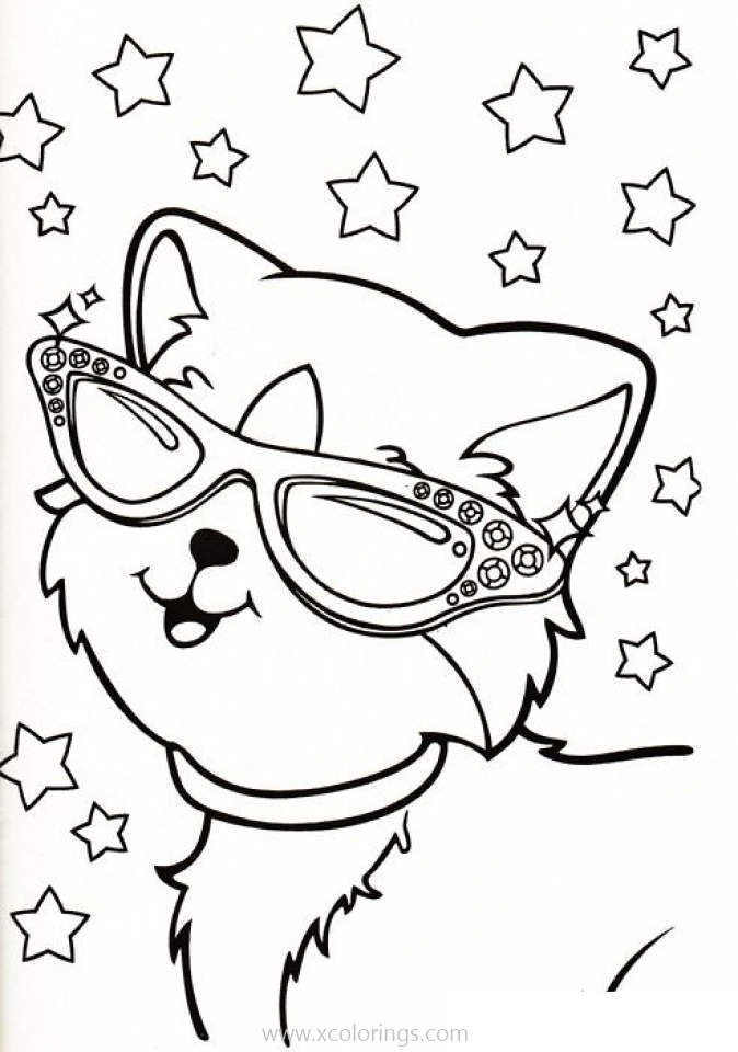 Free Lisa Frank Coloring Pages Kitty with Glasses printable