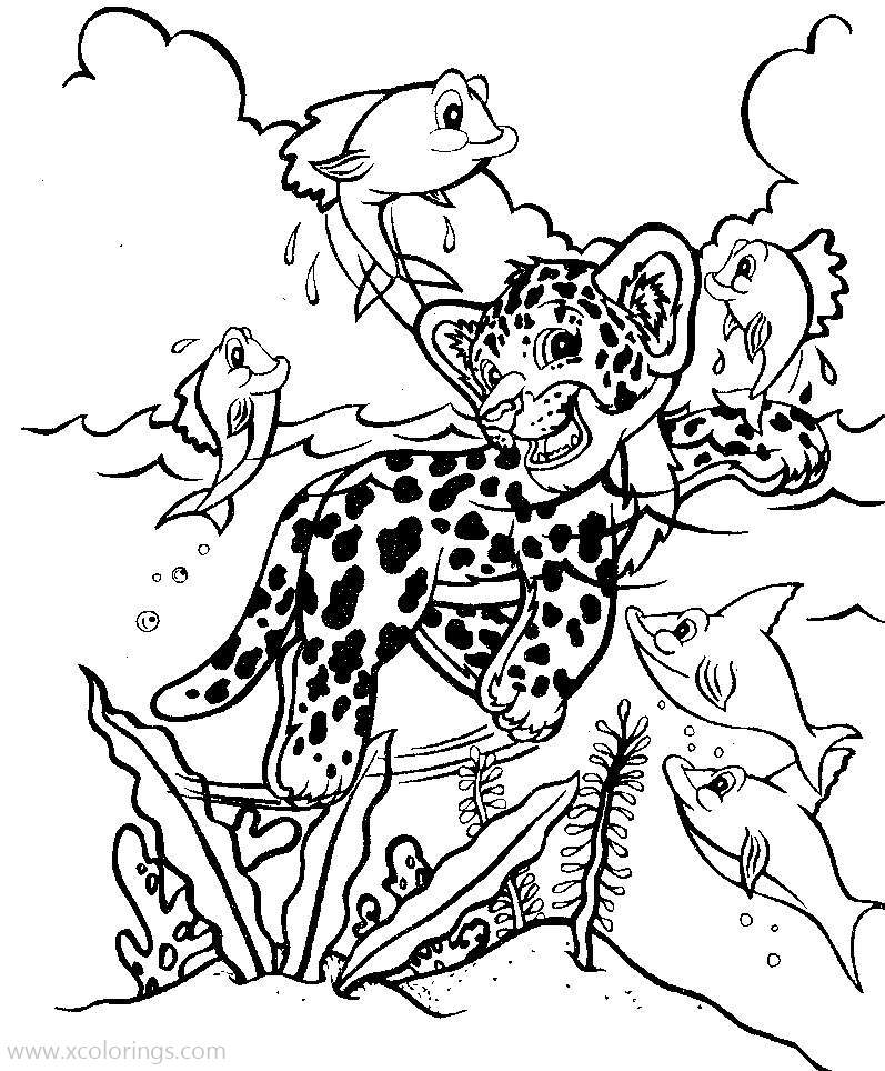 Free Lisa Frank Coloring Pages Tiger and Fish printable