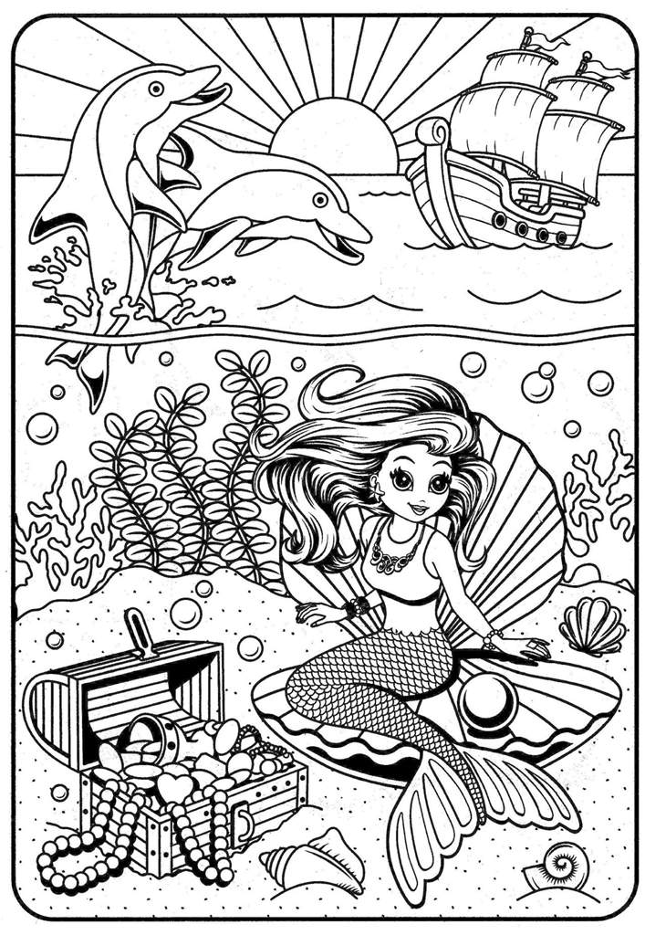 Free Lisa Frank Mermaid Coloring Page printable
