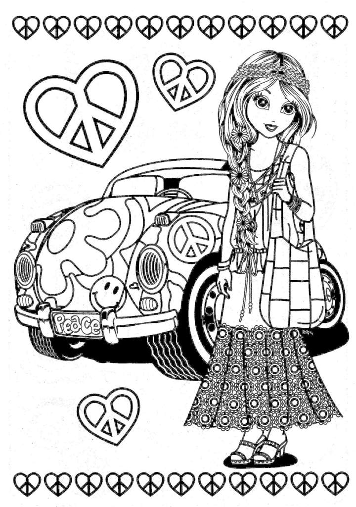 Free Lisa Frank with Car Coloring pages printable
