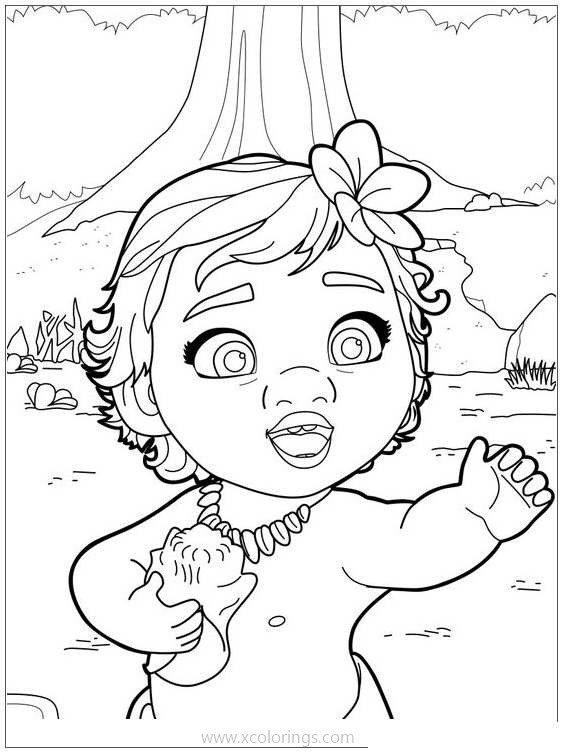 Free Little Baby Moana Coloring Pages printable