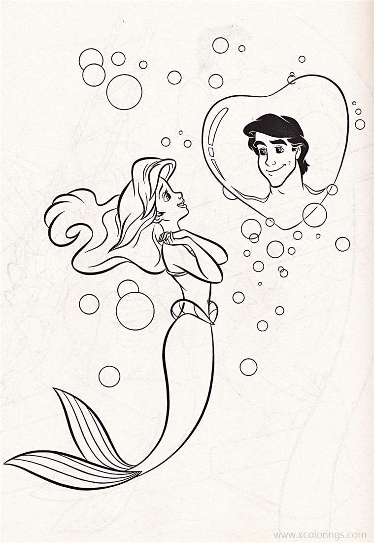 Free Little Mermaid Coloring Pages Prince Eric in Bubble printable