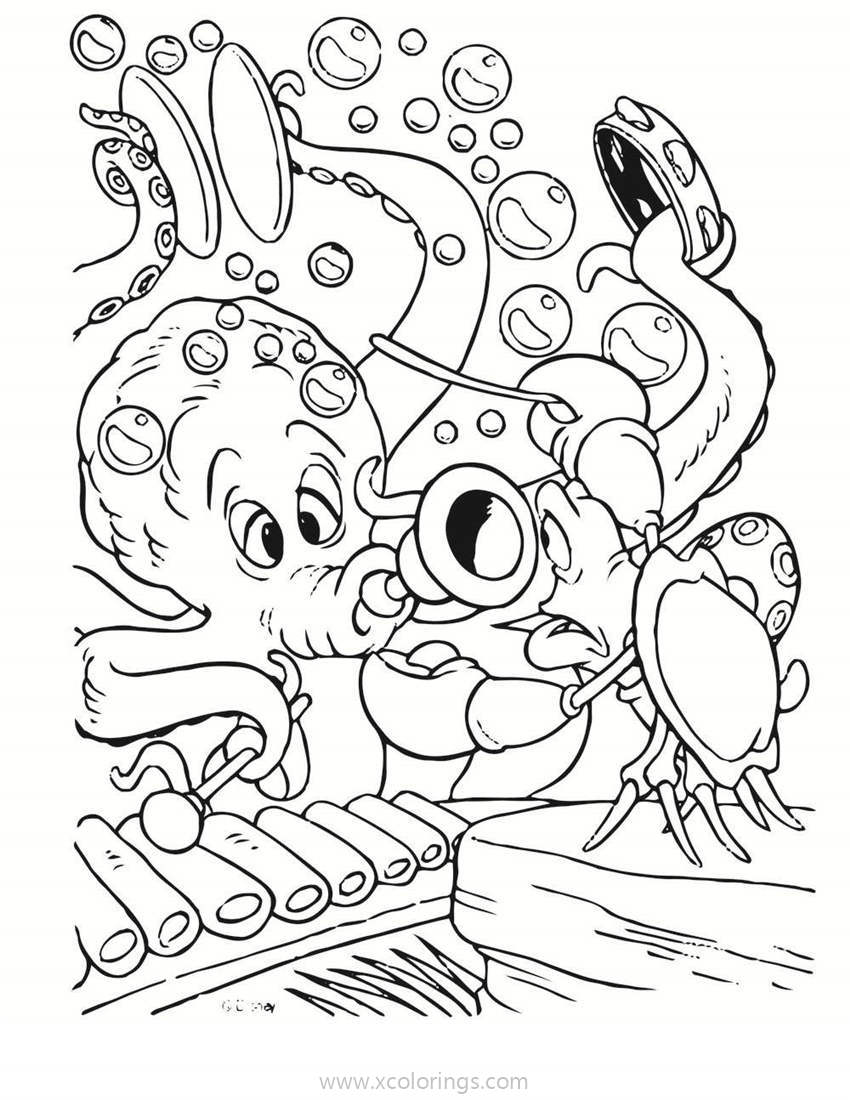 Free Little Mermaid Coloring Pages Sebastian and Octopus printable