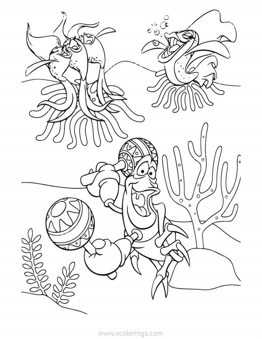 Free Little Mermaid Coloring Pages Sebastian with Lollipop printable