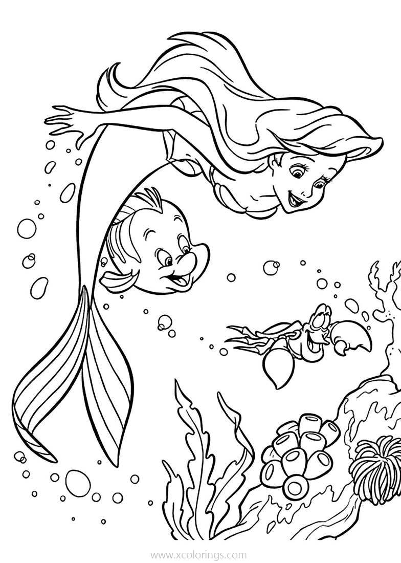Free Little Mermaid Coloring Pages Swimming Under the Sea printable