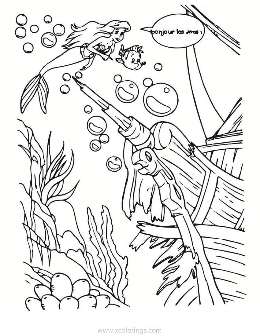 Free Little Mermaid Found A Ship Coloring Pages printable