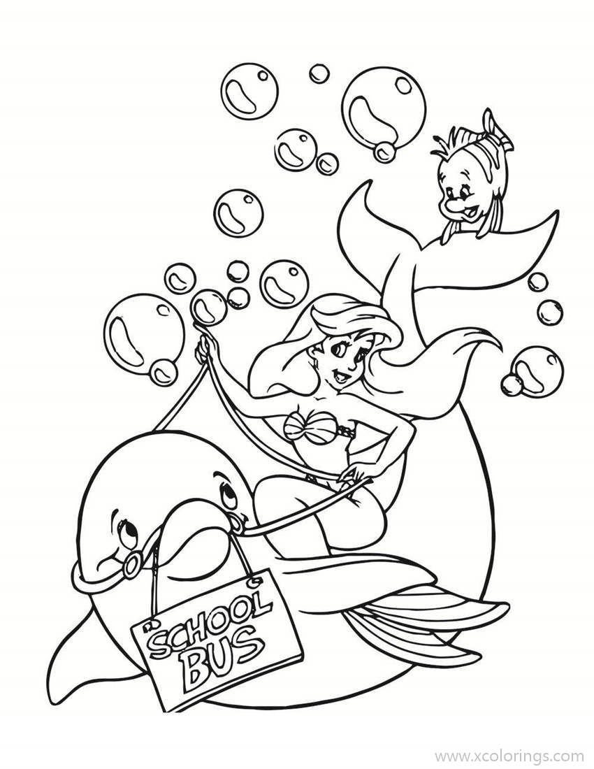 Free Little Mermaid Goes to School Coloring Pages printable