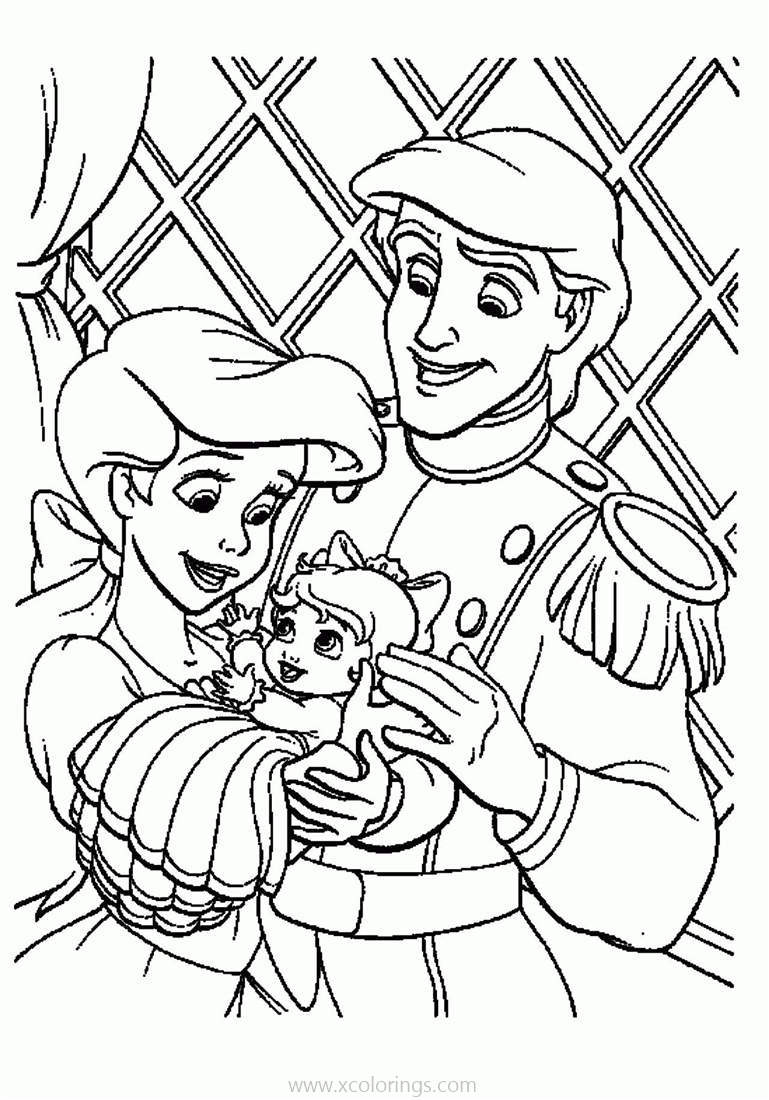 Free Little Mermaid Got A Baby Coloring Pages printable