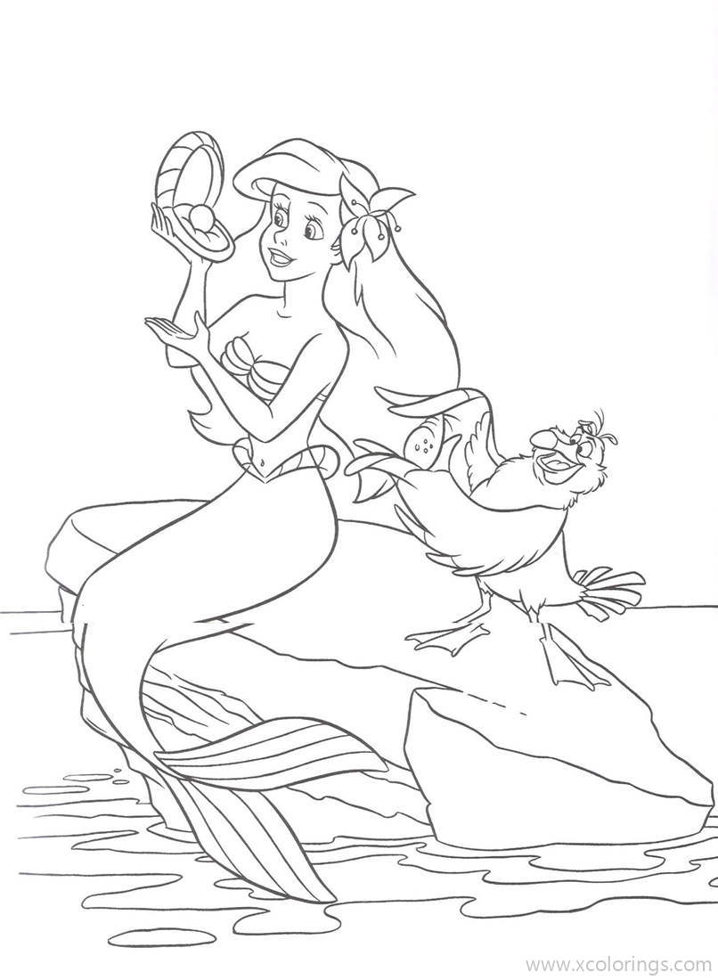 Free Little Mermaid Got A Pearl Coloring Pages printable