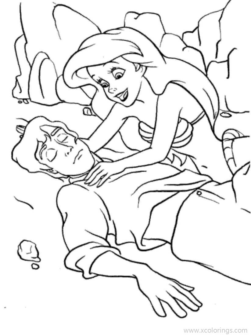 Free Little Mermaid Saved Prince Coloring Pages printable