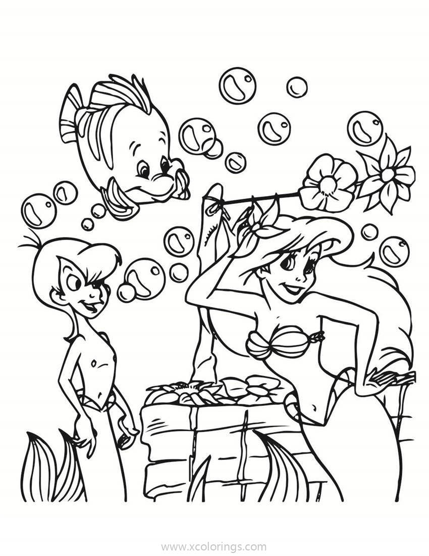 Free Little Mermaid Wearing A Bow Coloring Pages printable