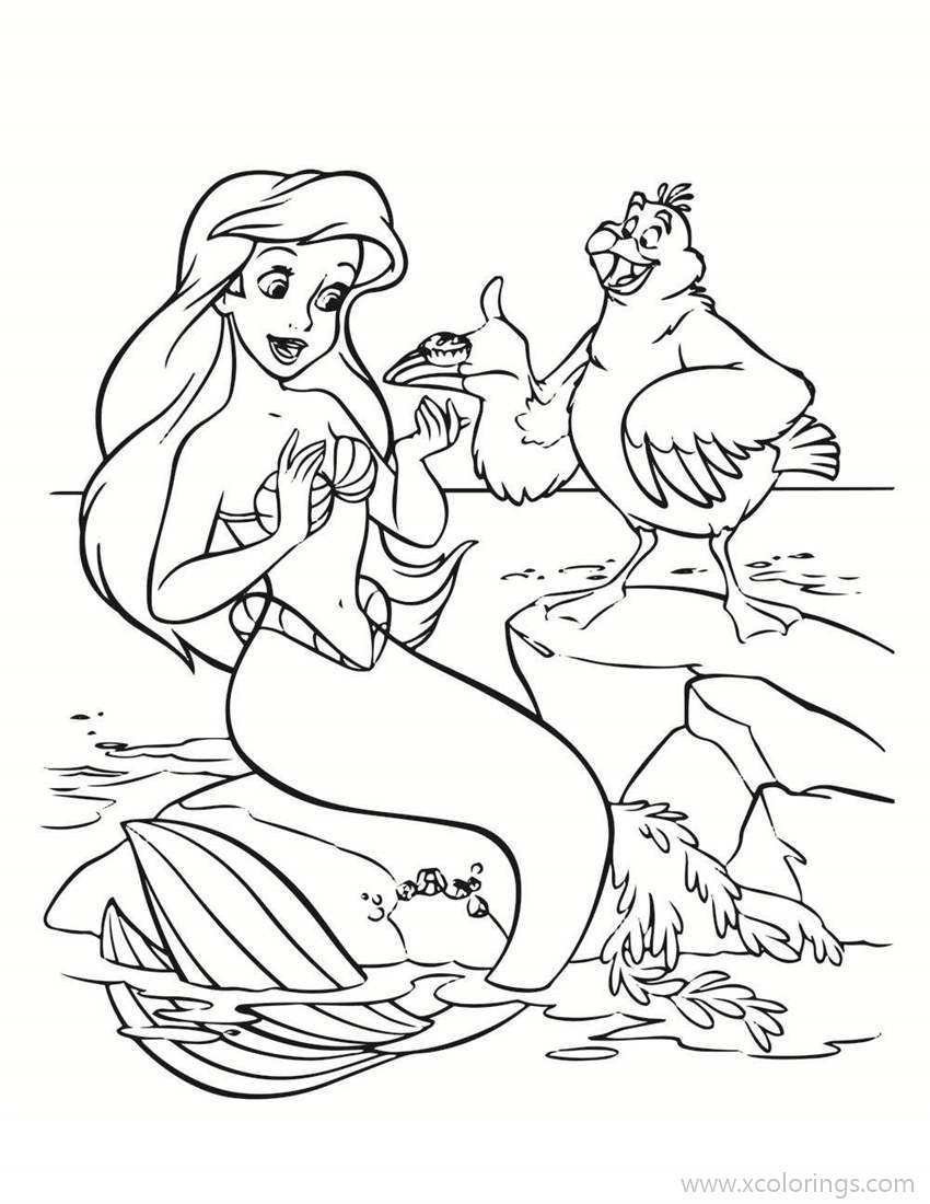 Free Little Mermaid and Scuttle Coloring Pages printable